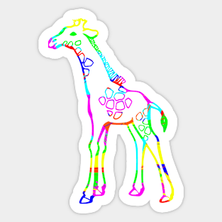 Colorful Giraffe Outline Sticker